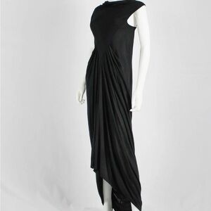 Rare Rick Owens Island SS 13 Black Full Length Draped Maxi Dress Gown